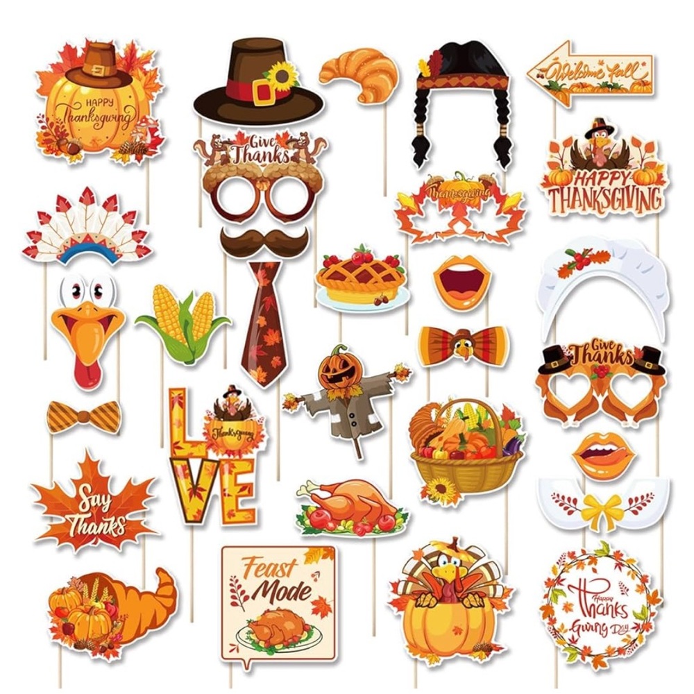 30 Pcs Thanksgiving Day Photo Booth props